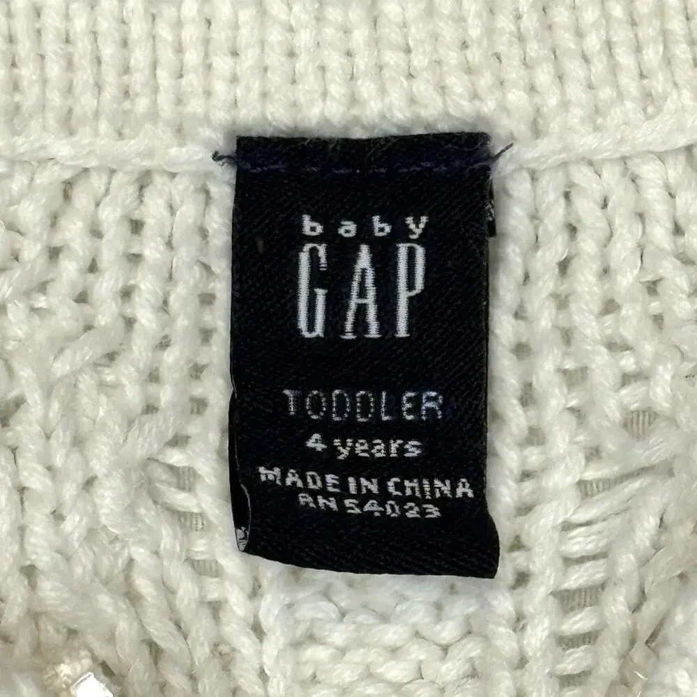 Vintage Baby Gap Zip Up Cardigan Sweater Girls 4T | Ivory Cable Knit